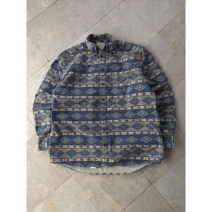 Vintage Cabela's Legendary Quality Blue Chamois Flannel Southwestern Shirt L